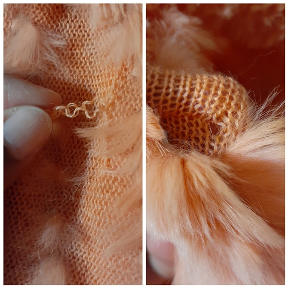 Black Rivet Orange Rabbit Fur Shawl - Picture 7 of 8